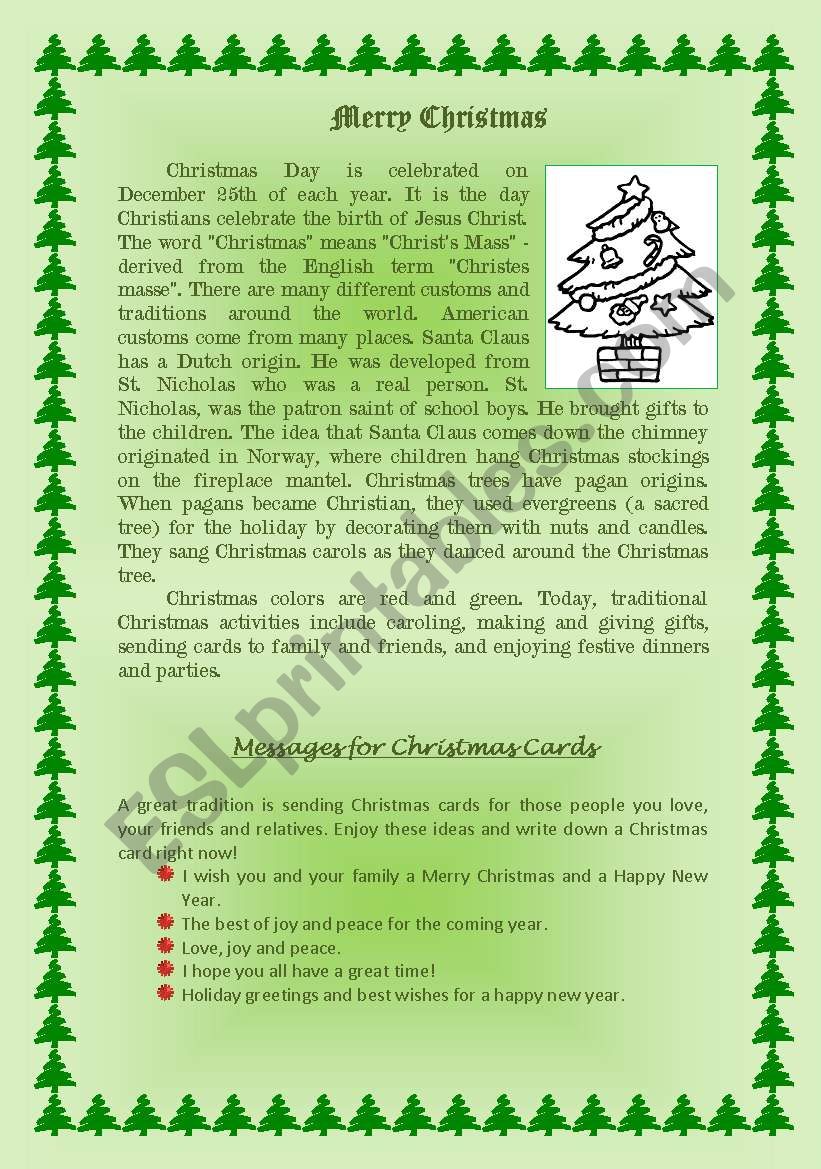 Merry Christmas worksheet