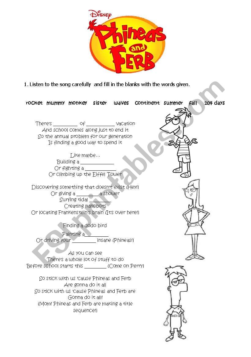 Phineas and Ferb worksheet