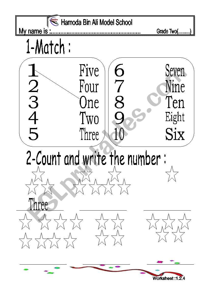 match+count and write numbers worksheet