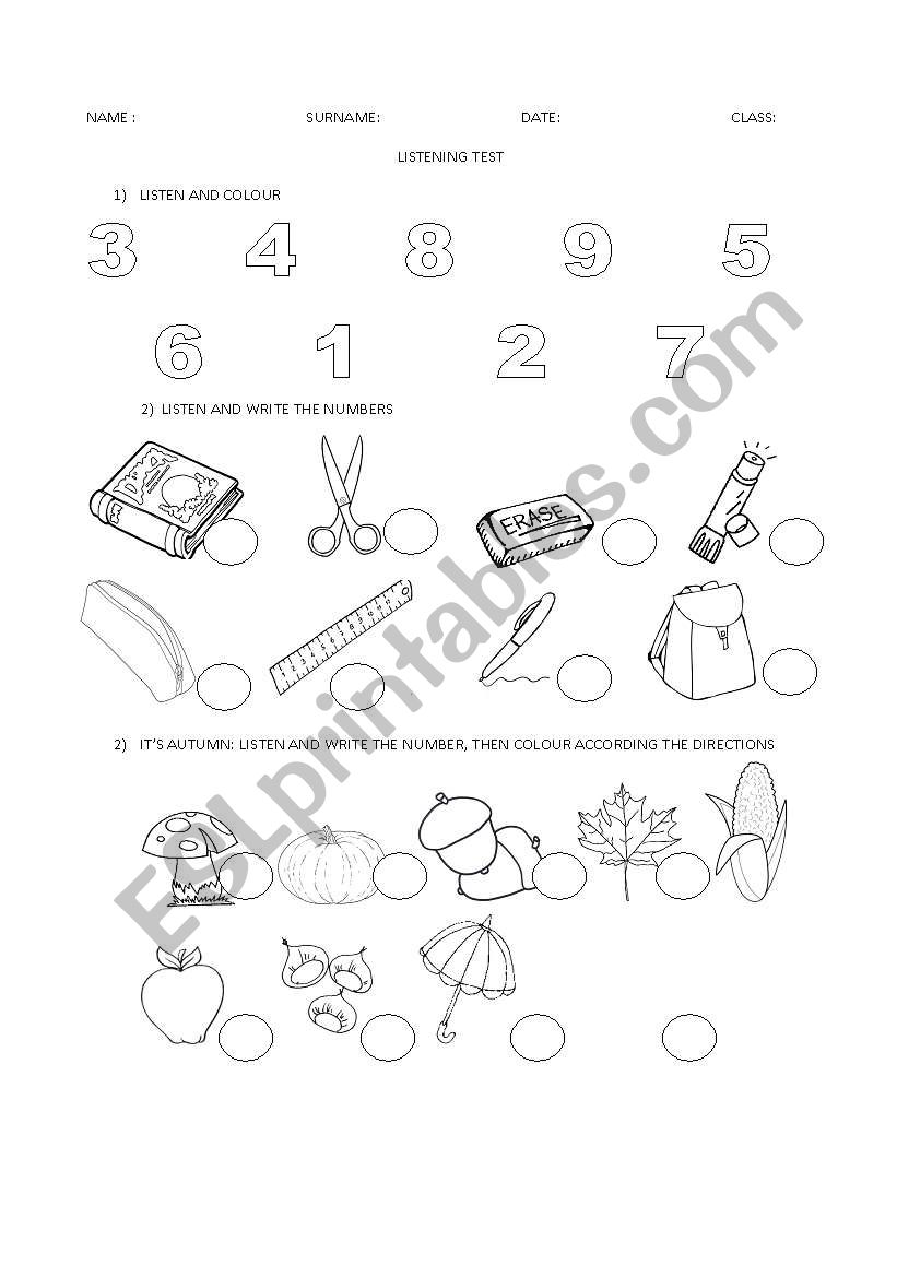 LISTENING TEST worksheet