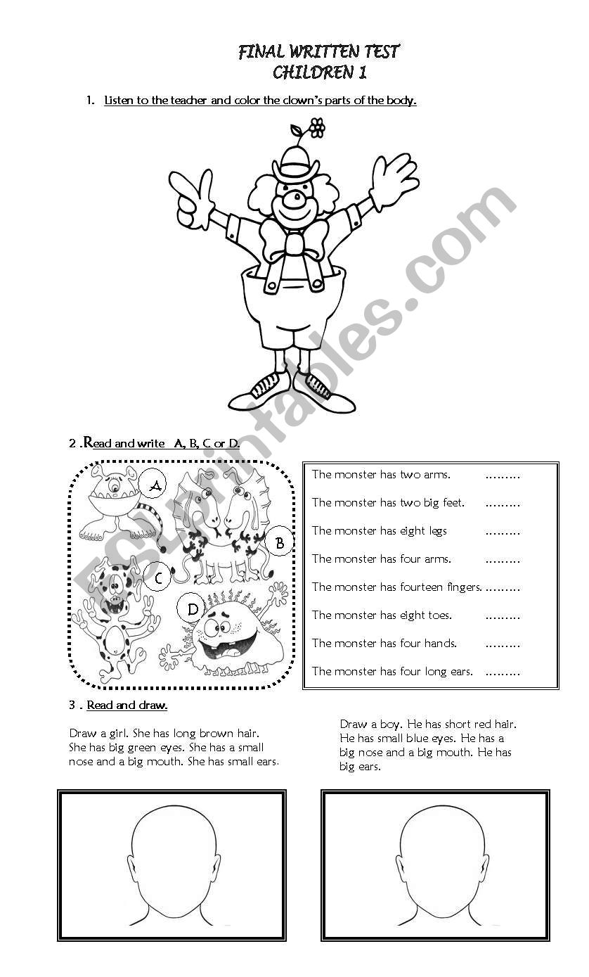 FINAL WRITTEN TEST- CHILDREN 1