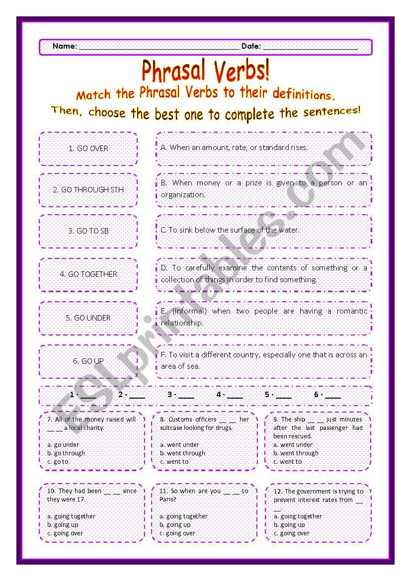 > Phrasal Verbs Practice 82! > --*-- Definitions + Exercise --*-- BW Included --*-- Fully Editable With Key!