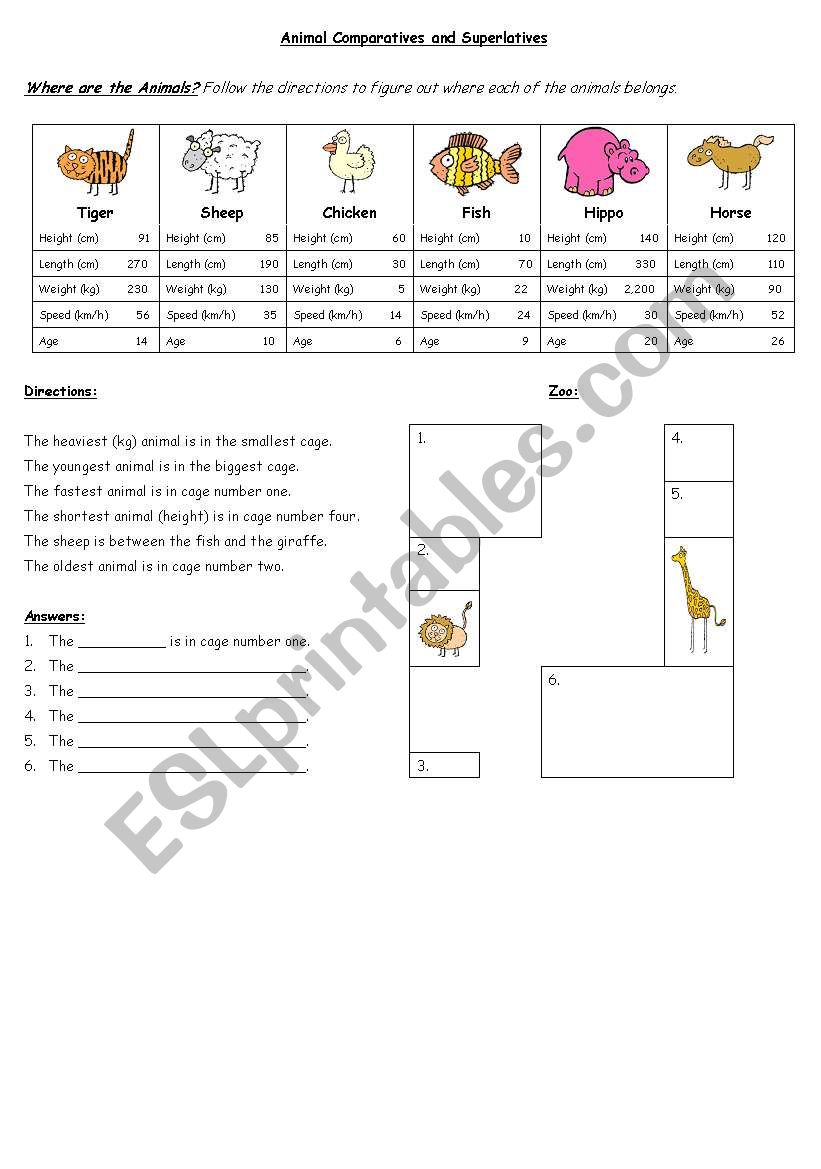 superlatives worksheet