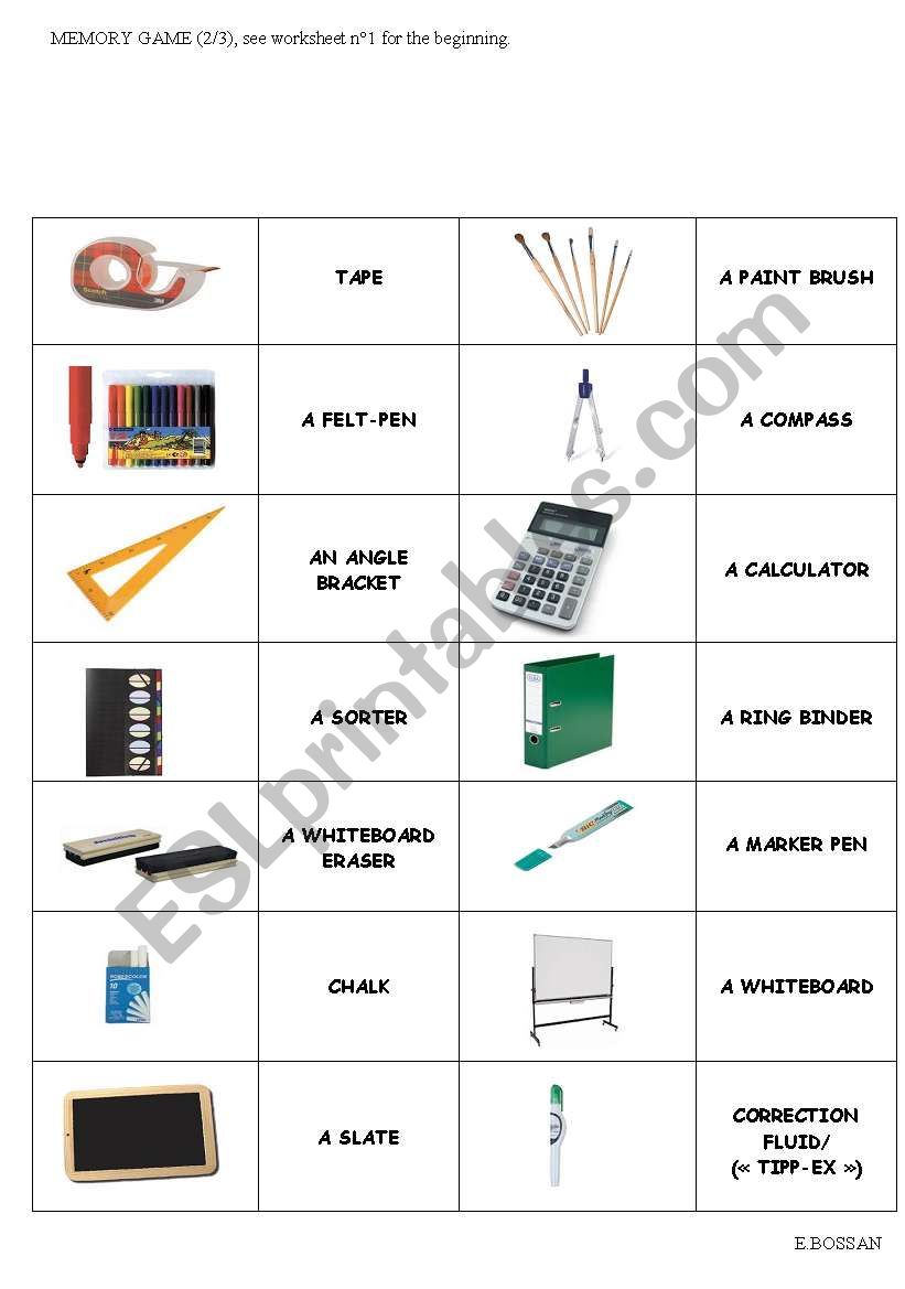 Worksheet 2/3 Classroom material