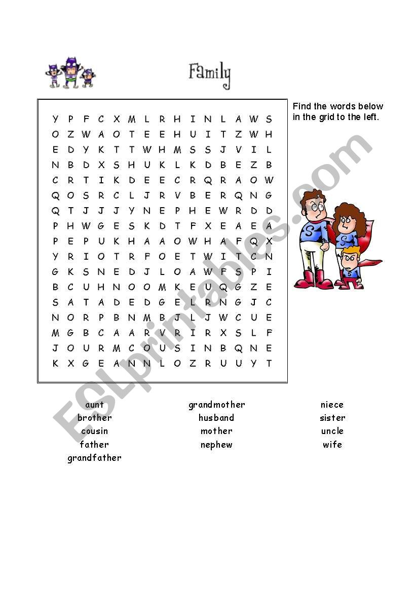 FAMILY WORDSEACH worksheet