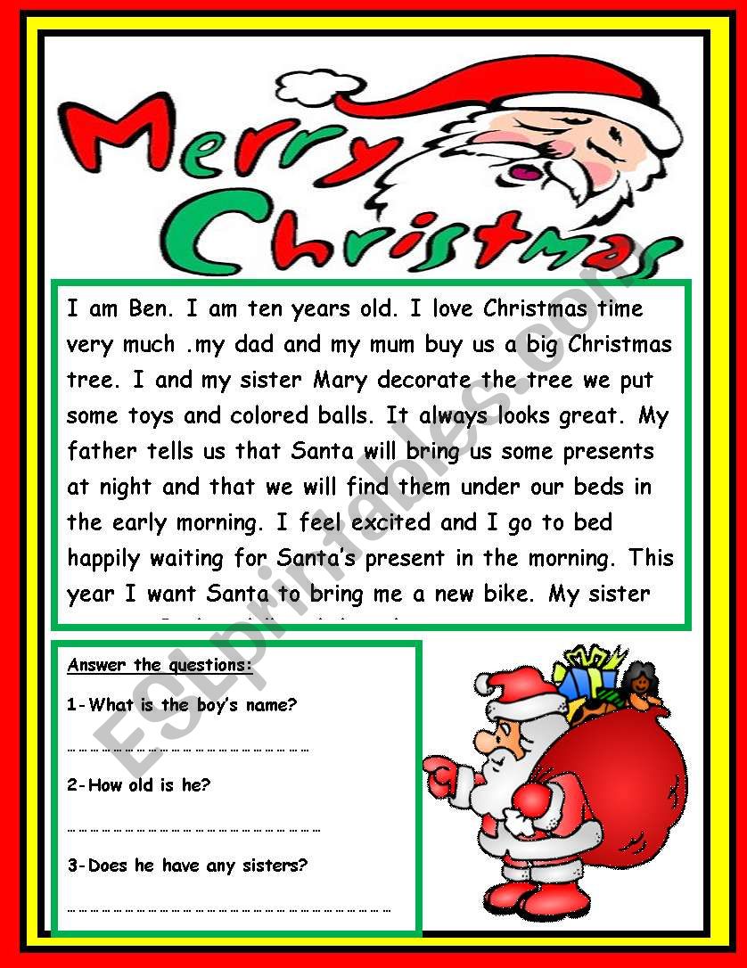 Merry christmas worksheet