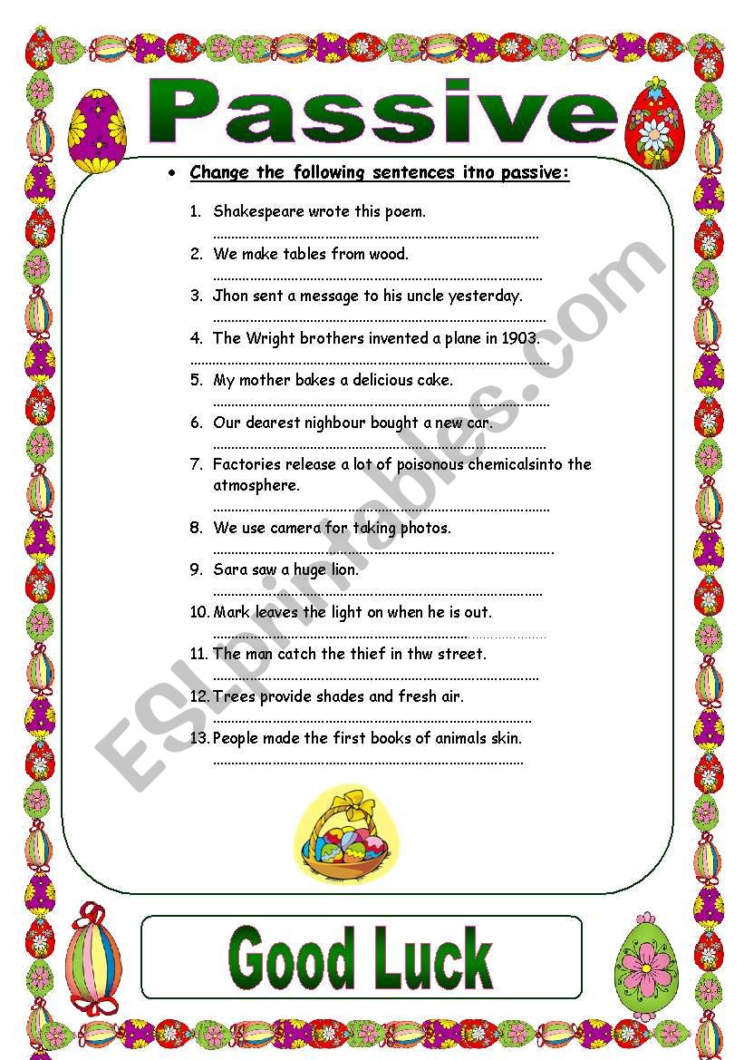 passive voice worksheet