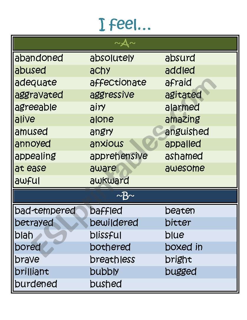 Expanded List of Feeling Words