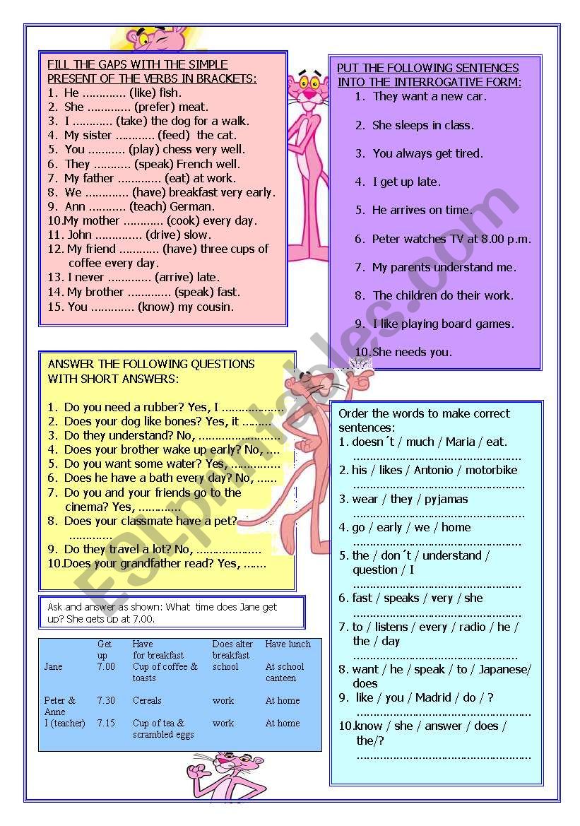 PRESENT SIMPLE worksheet