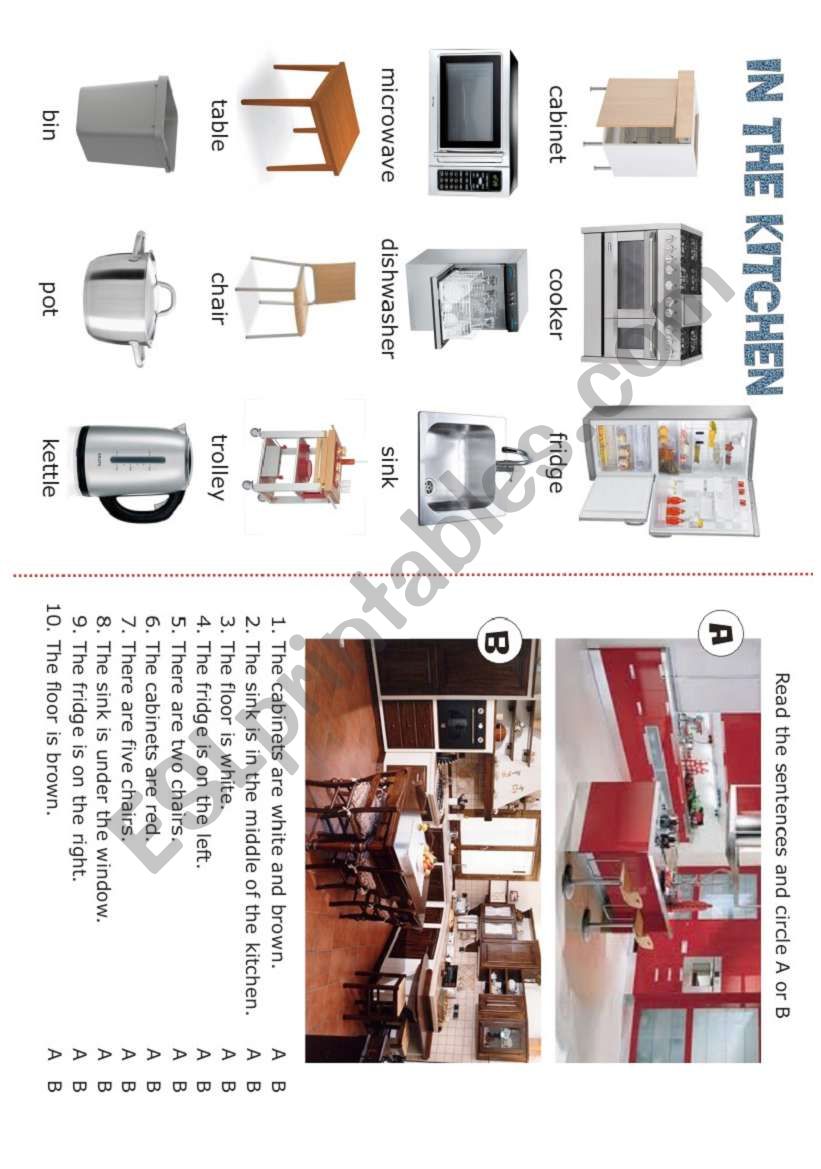 HOUSE - In the kitchen - 3/5 worksheet