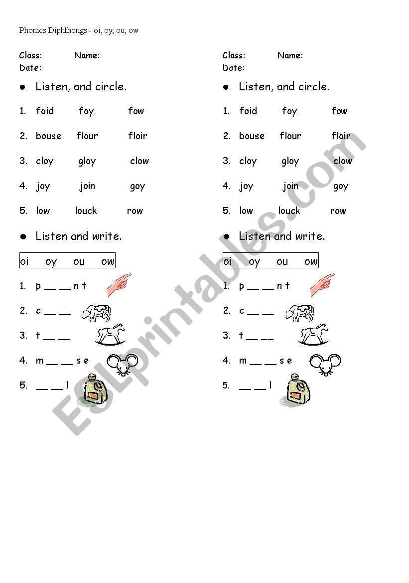 oi, oy quiz worksheet