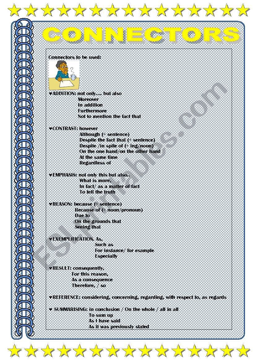 CONNECTORS worksheet