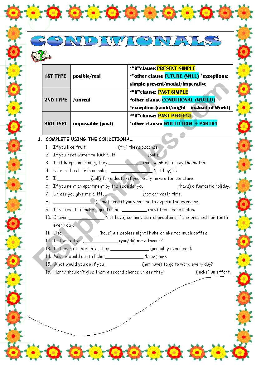 CONDITIONALS worksheet