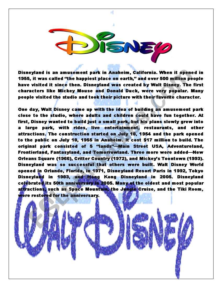 Disney worksheet