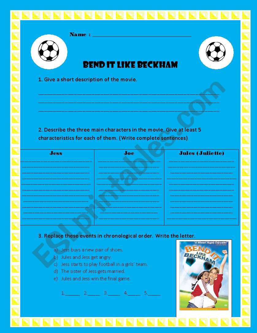 Bend it like Beckham! worksheet