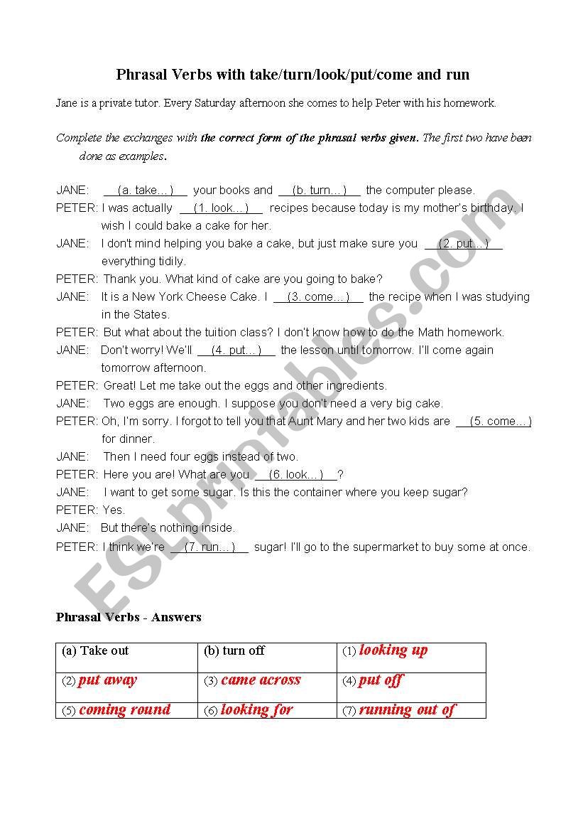 Phrasal Verbs (Mixed) worksheet