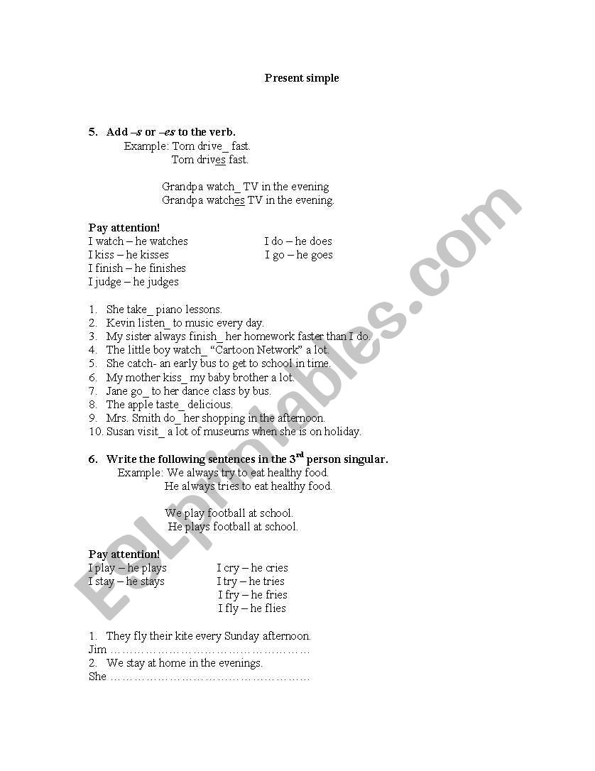 Present simple worksheet