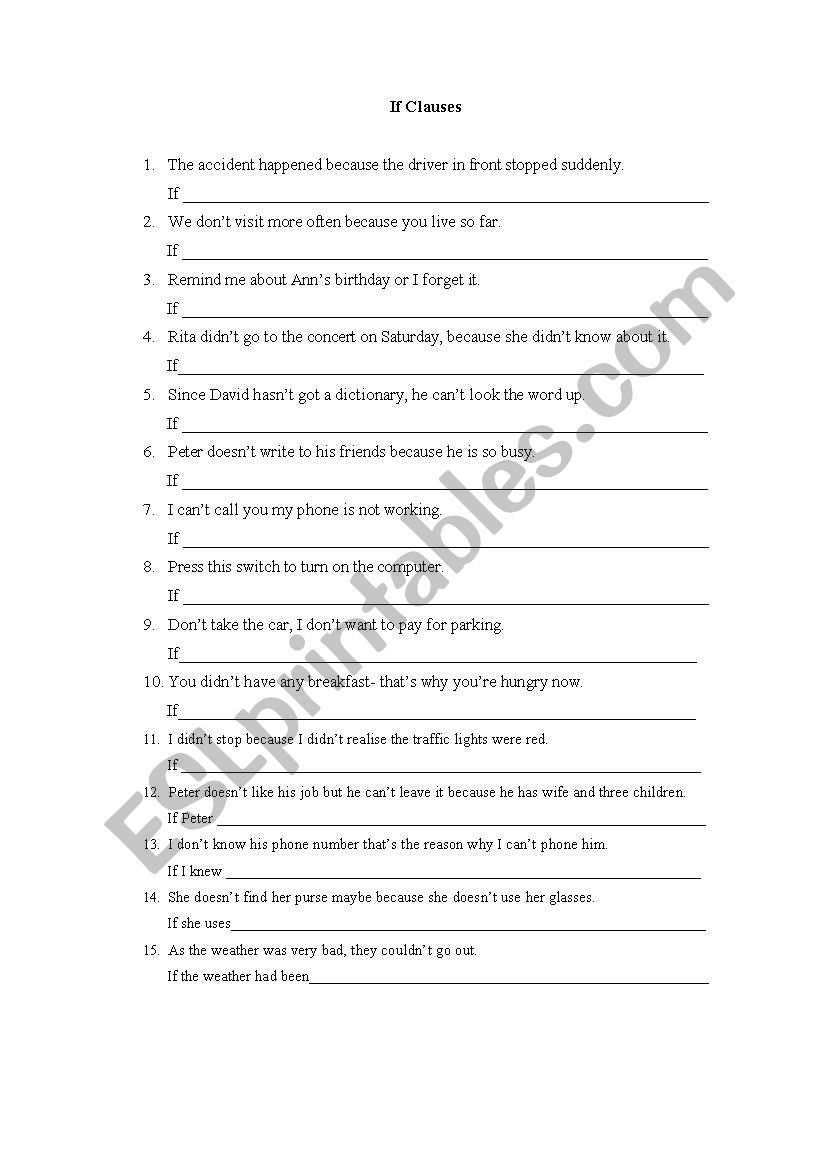 conditionals worksheet