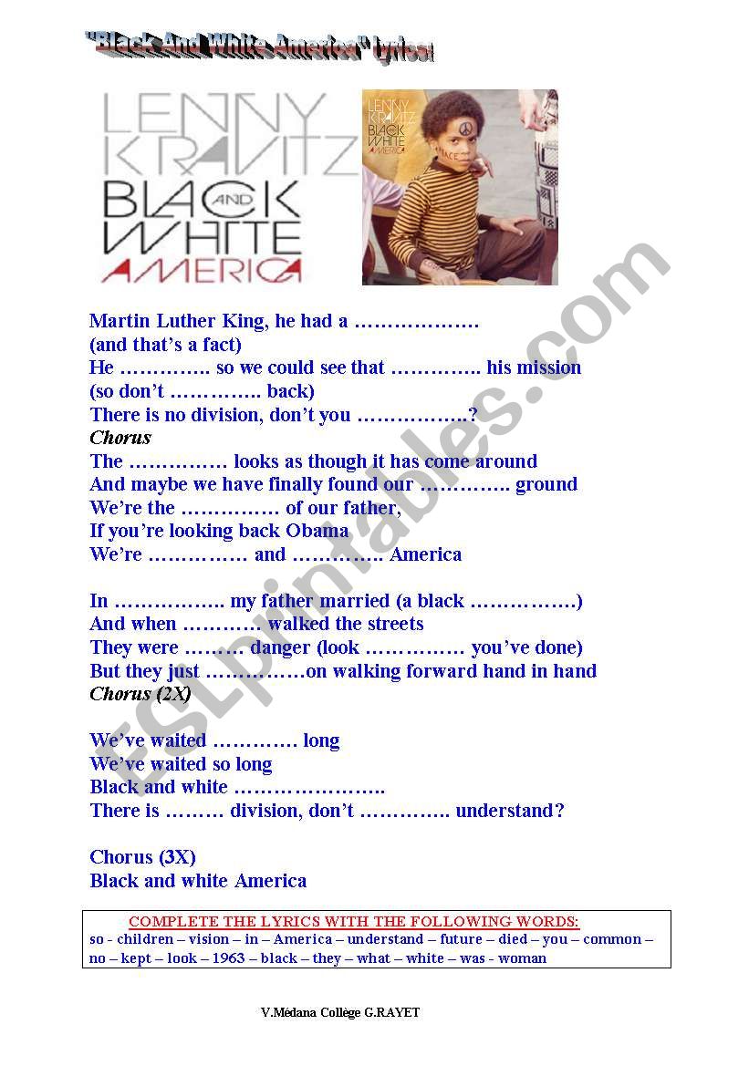BLACK  & WHITE AMERICA  a SONG by Lenny KRAVITZ