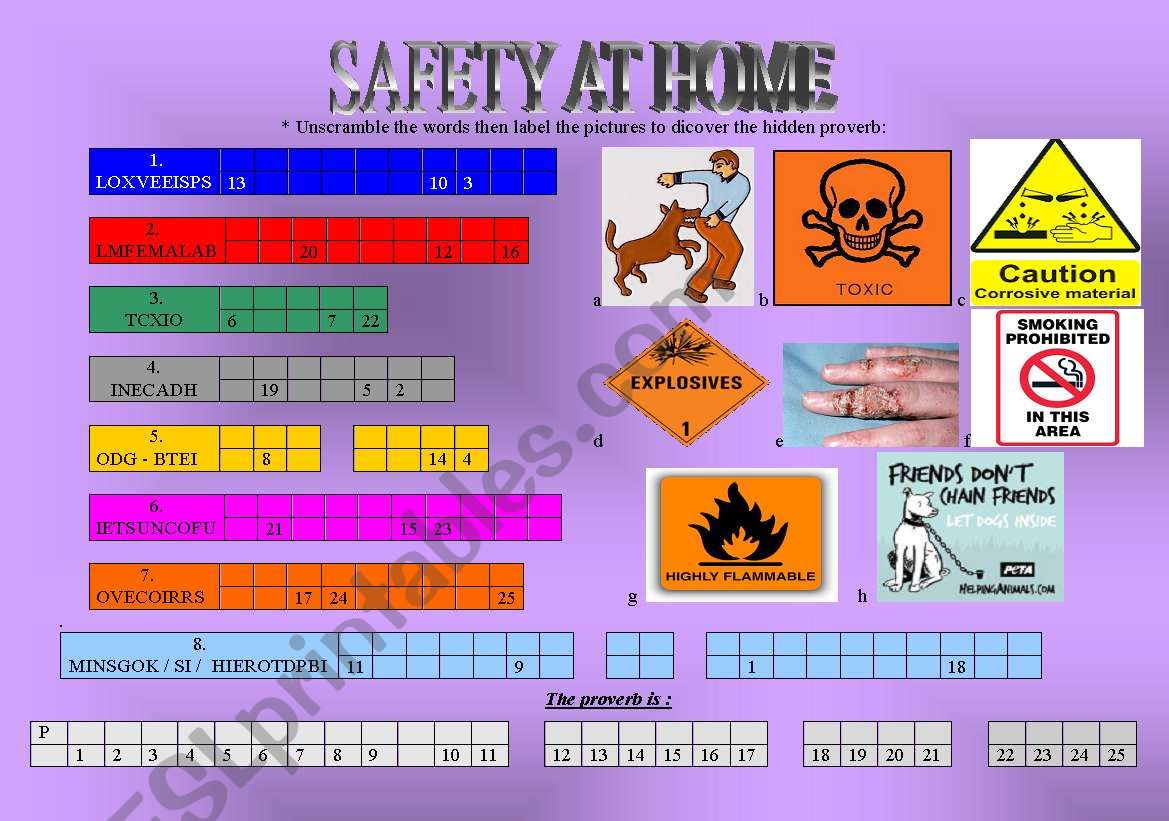 DANGERS AT HOME worksheet