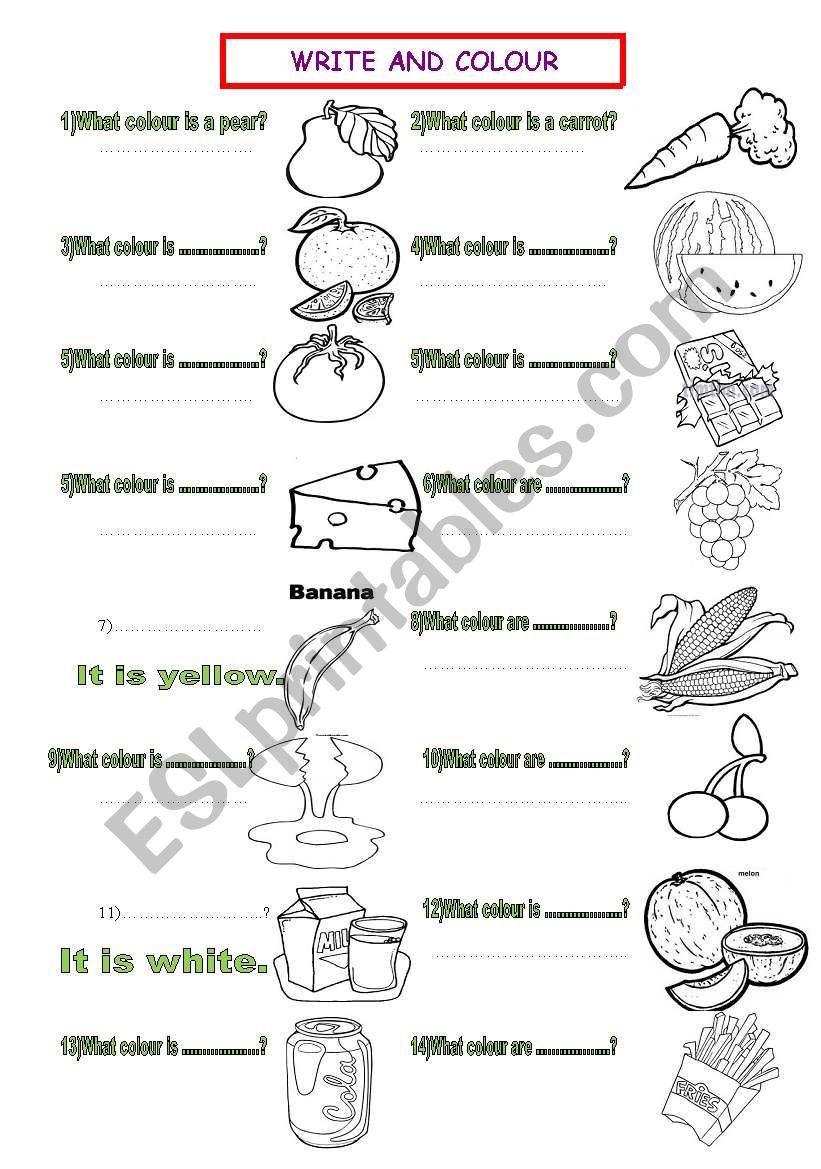 FOOD AND COLOURS worksheet