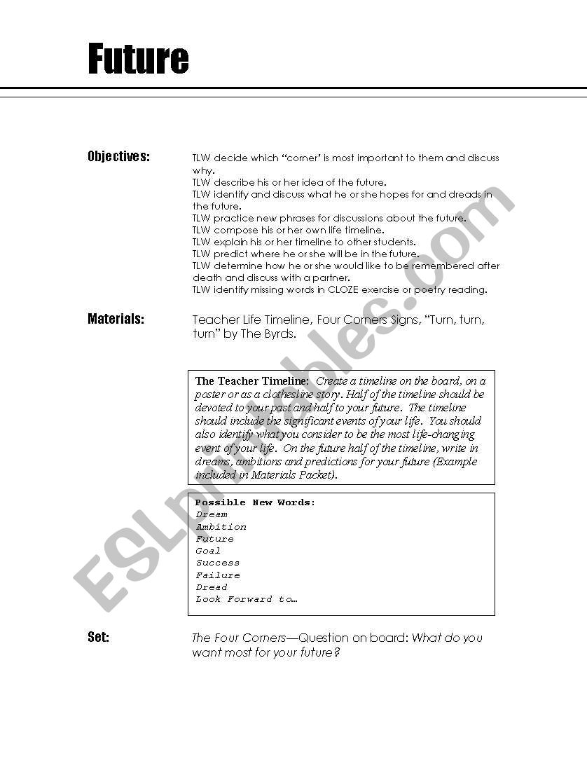 Future and Reality Lesson Plan