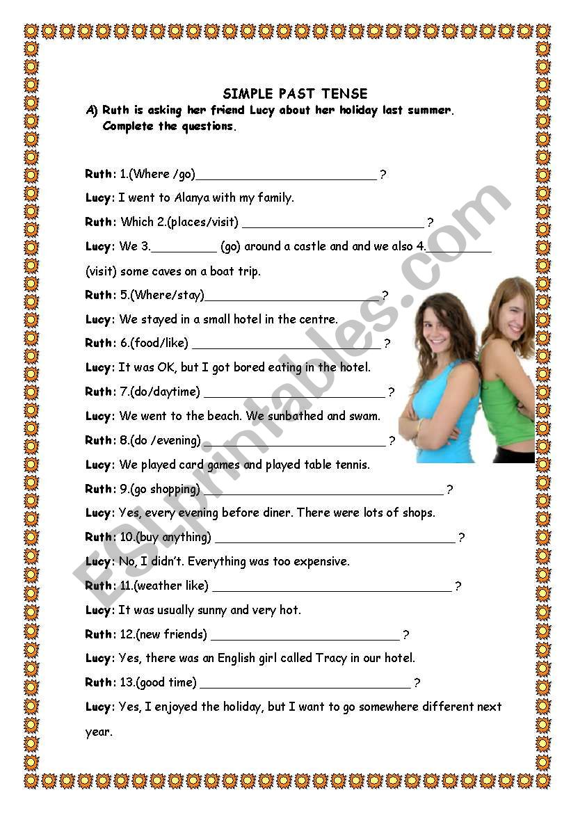 siple past tense questions worksheet