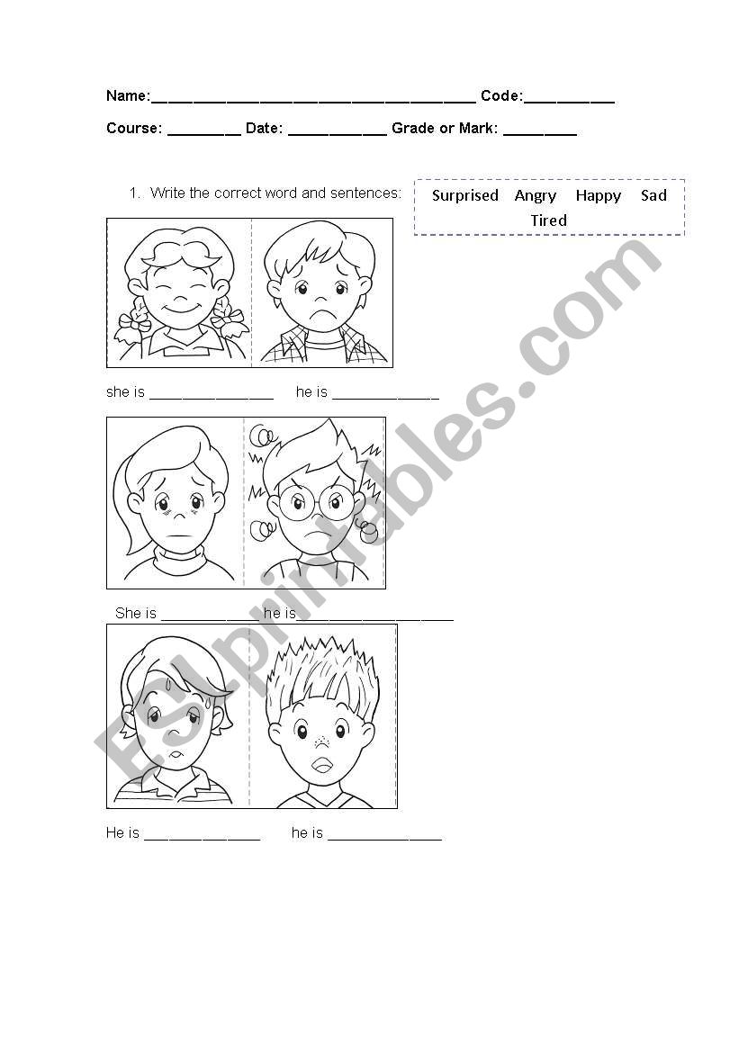 feelings  worksheet