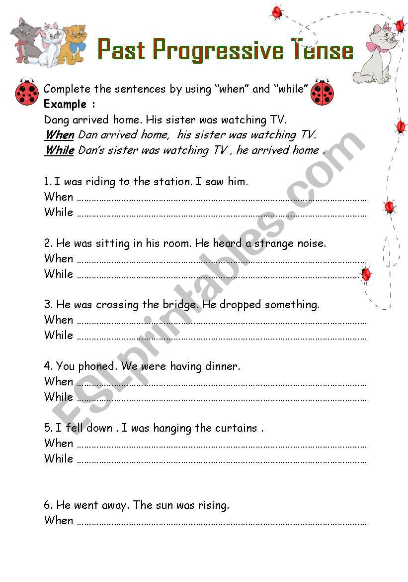 Progressive Verb Tenses Worksheets Pdf