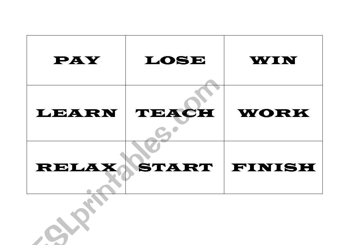 Flash cards for practising opposite verbs
