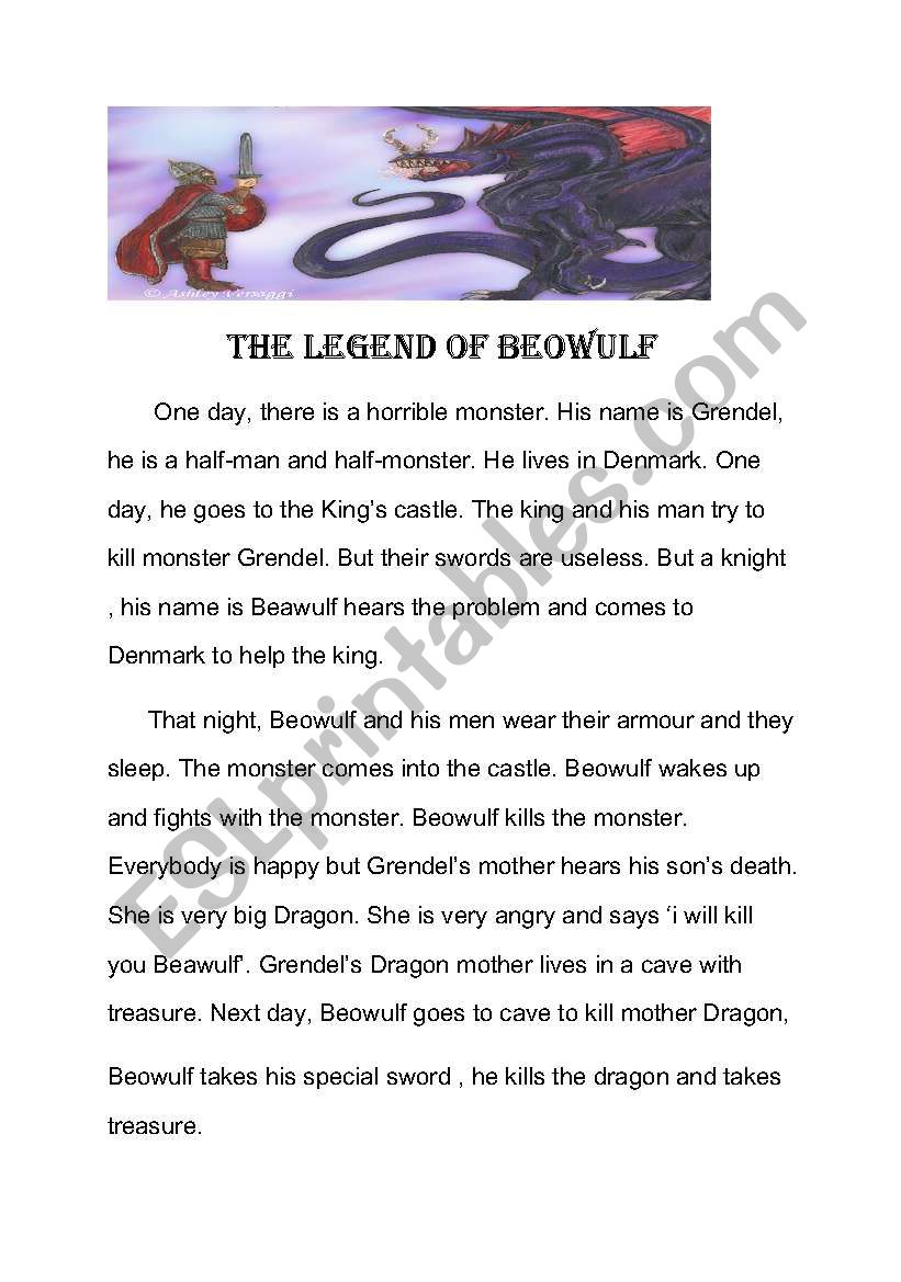 beowulf simple story worksheet