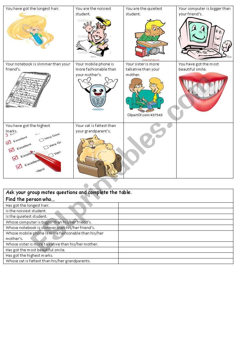 Comparative and superlative game