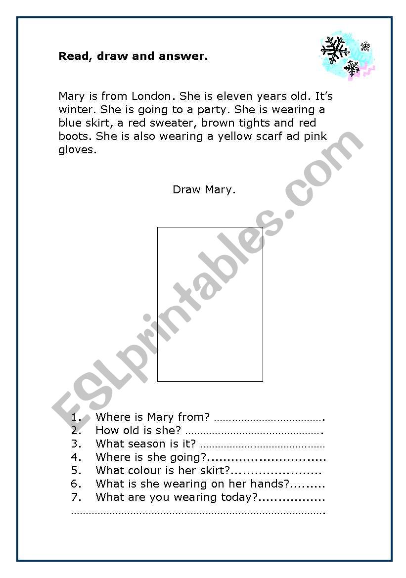 Clothes comprehension worksheet