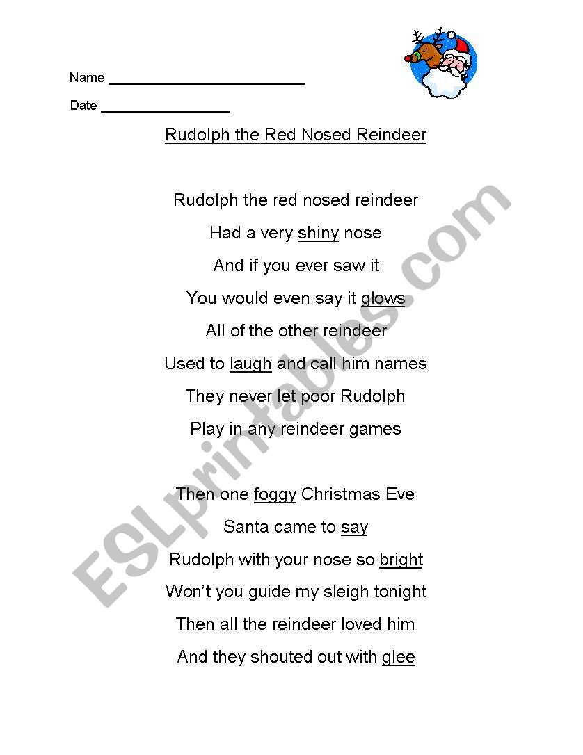Rudolph the Red Nosed Reindeer Thesaurus Activity