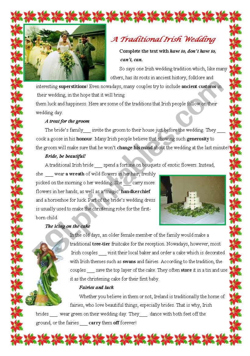 A Traditional Irish Wedding worksheet