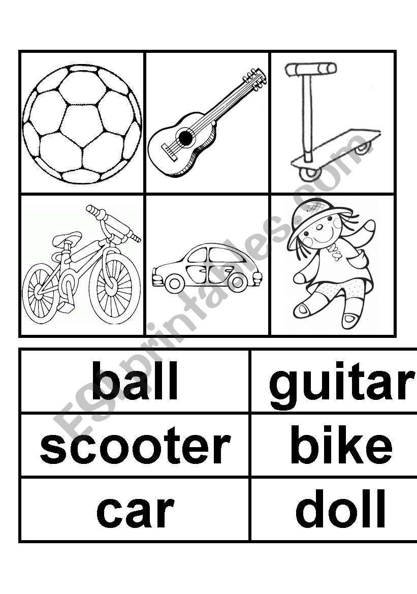 Colour in memory game (toys) worksheet