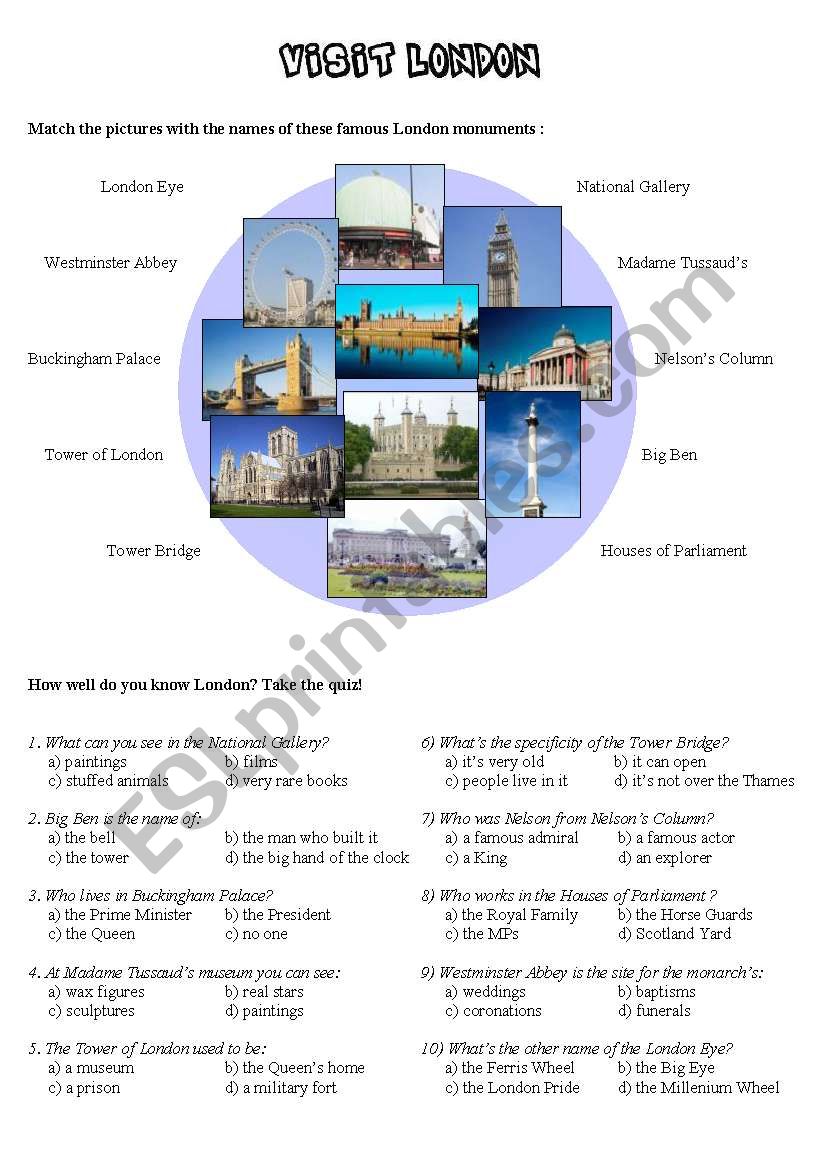 Visit London worksheet