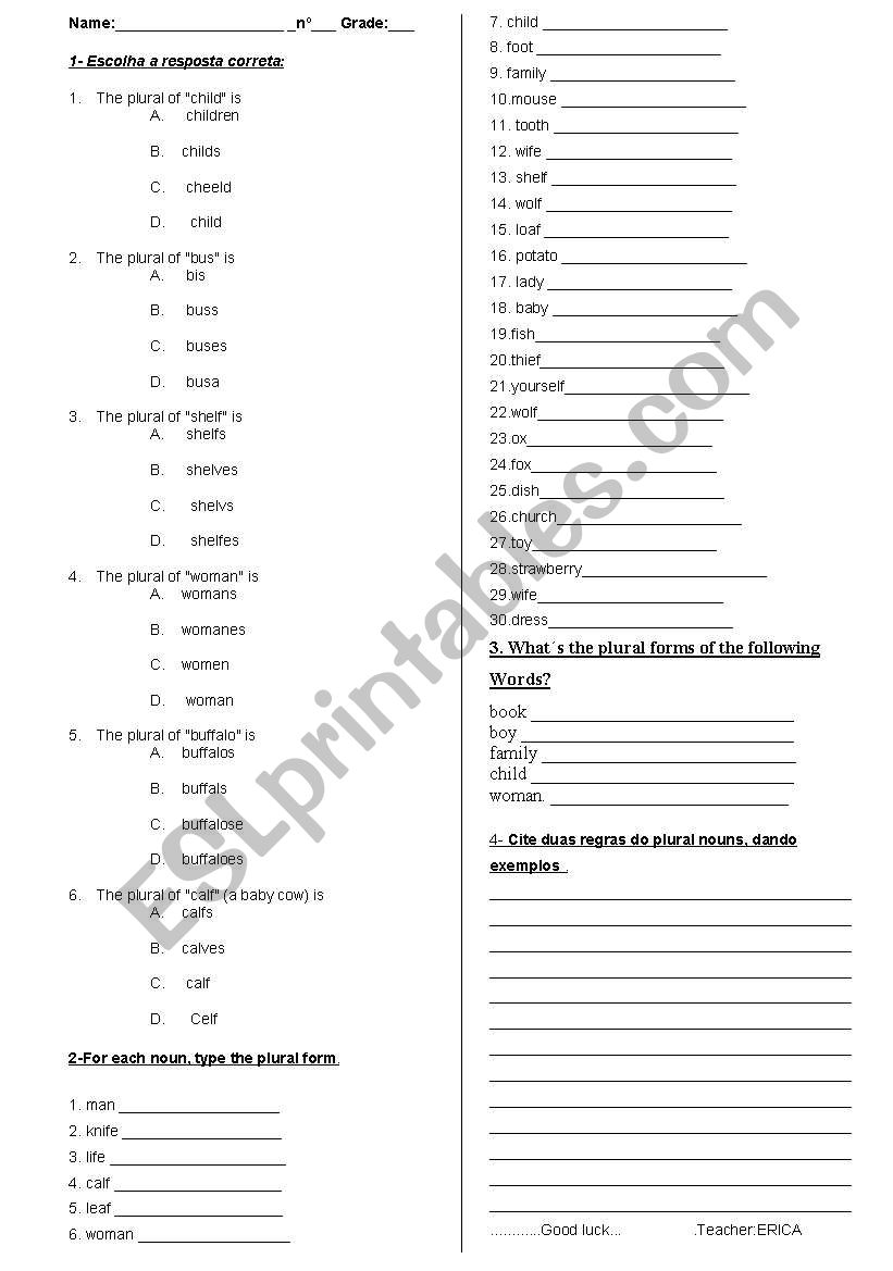 english test 6 worksheet