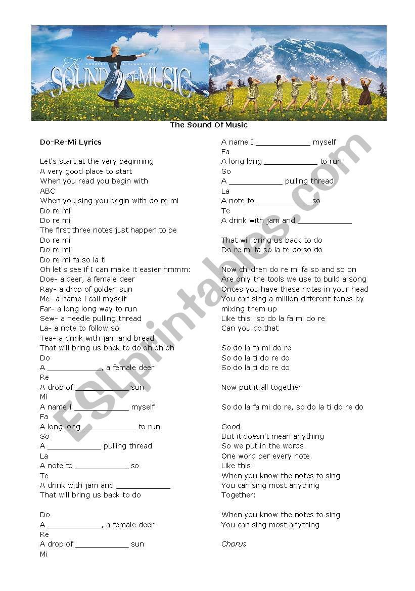 The Sound of Music - Do Re Mi worksheet