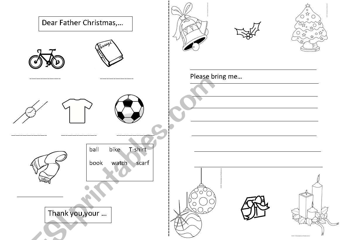 Christmas letter worksheet