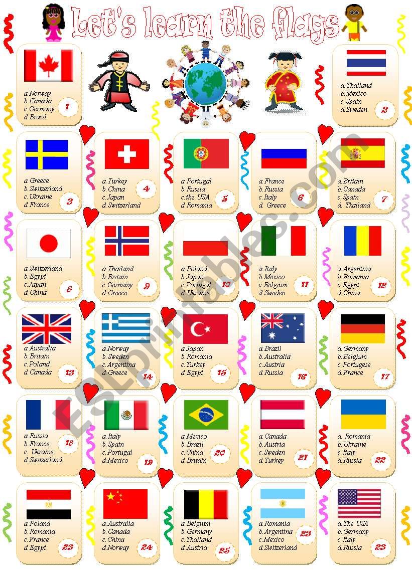 lets learn the flags worksheet