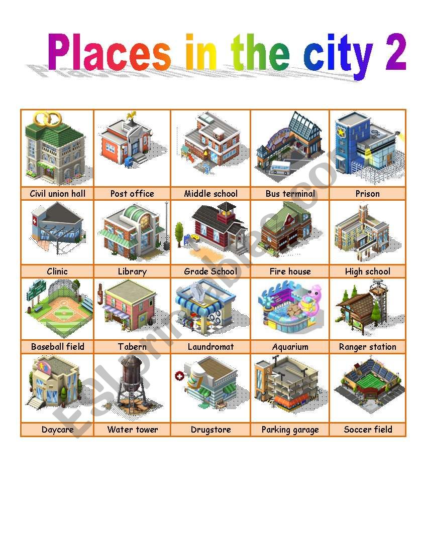 Places in the city part 2 worksheet