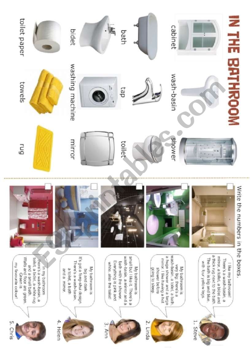 HOUSE - In the bathroom - 4/5 worksheet