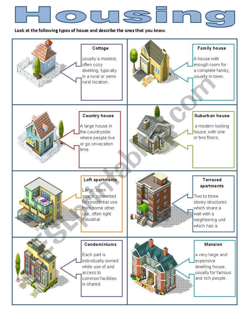 Types of houses worksheet