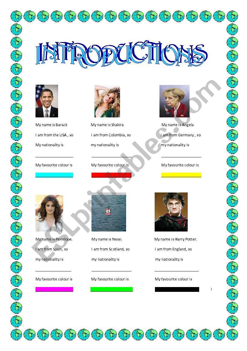 Introductions worksheet