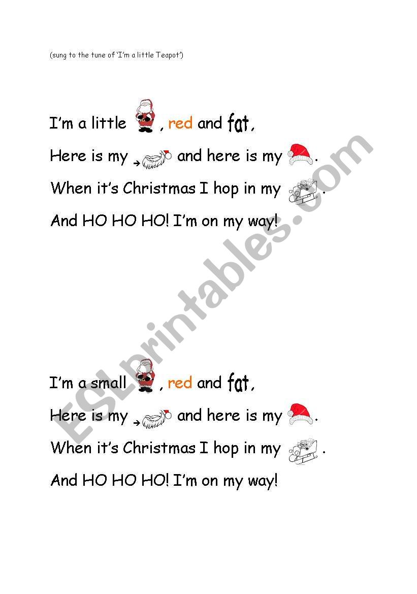 Santa Rhyme/Song worksheet