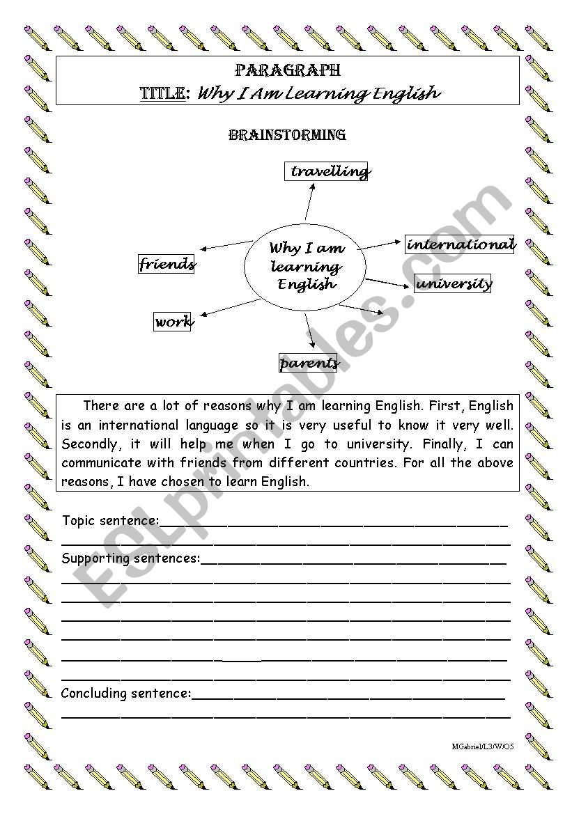 Writing a Paragraph Level 2 worksheet