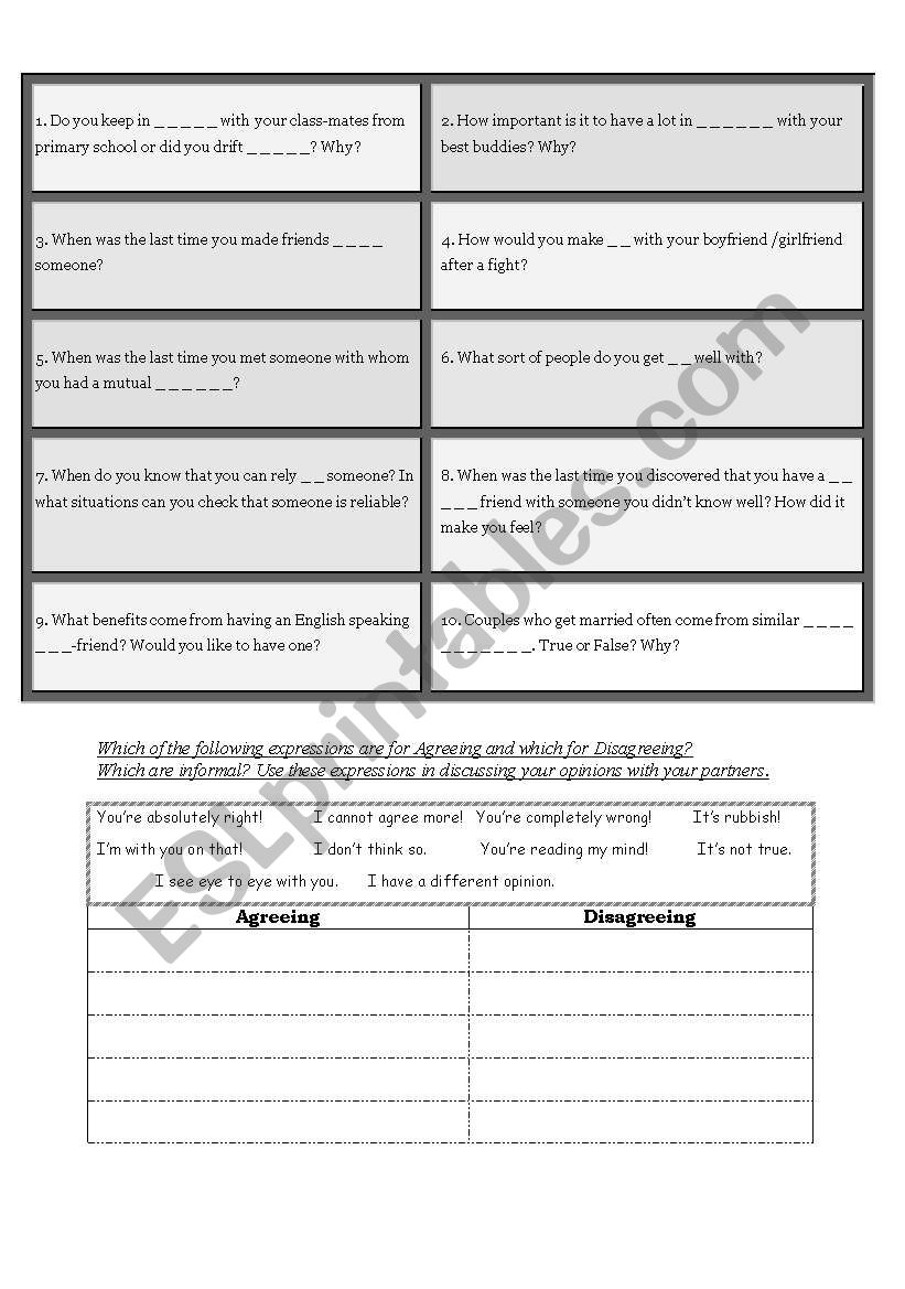 Friends - idioms worksheet