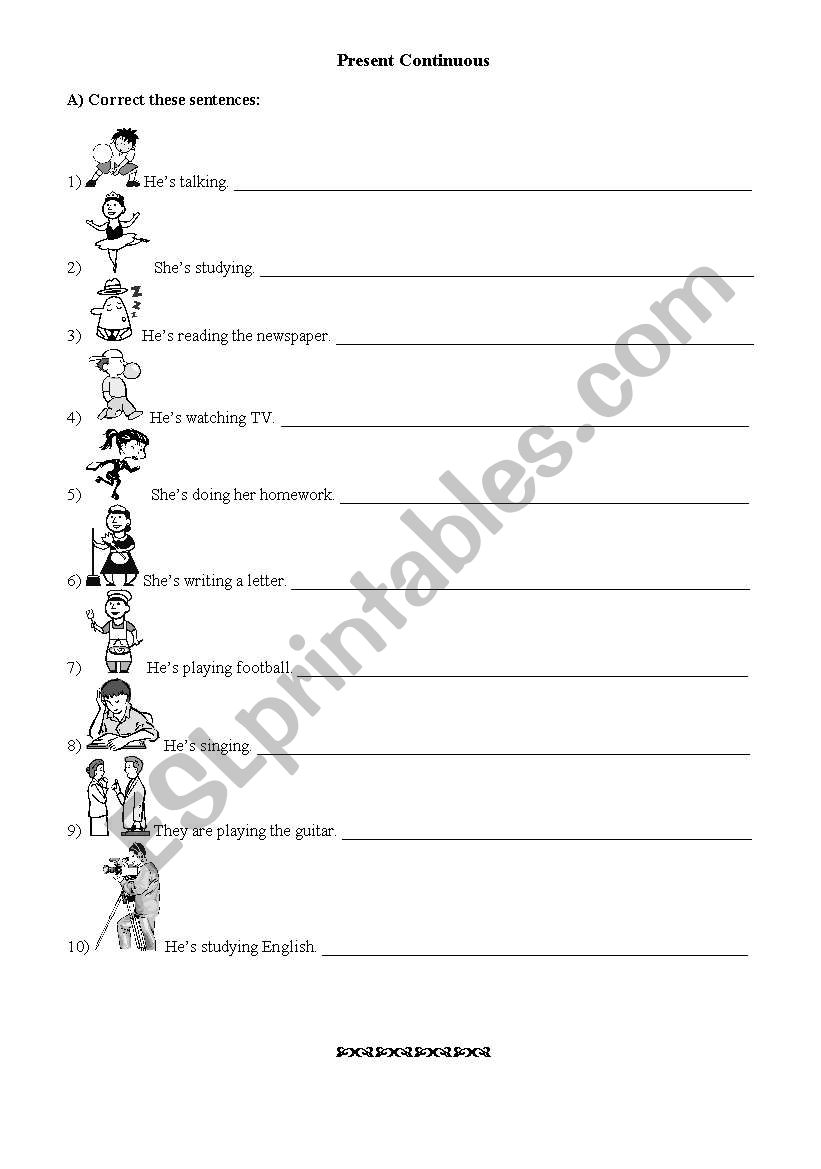 Present Continuous  worksheet