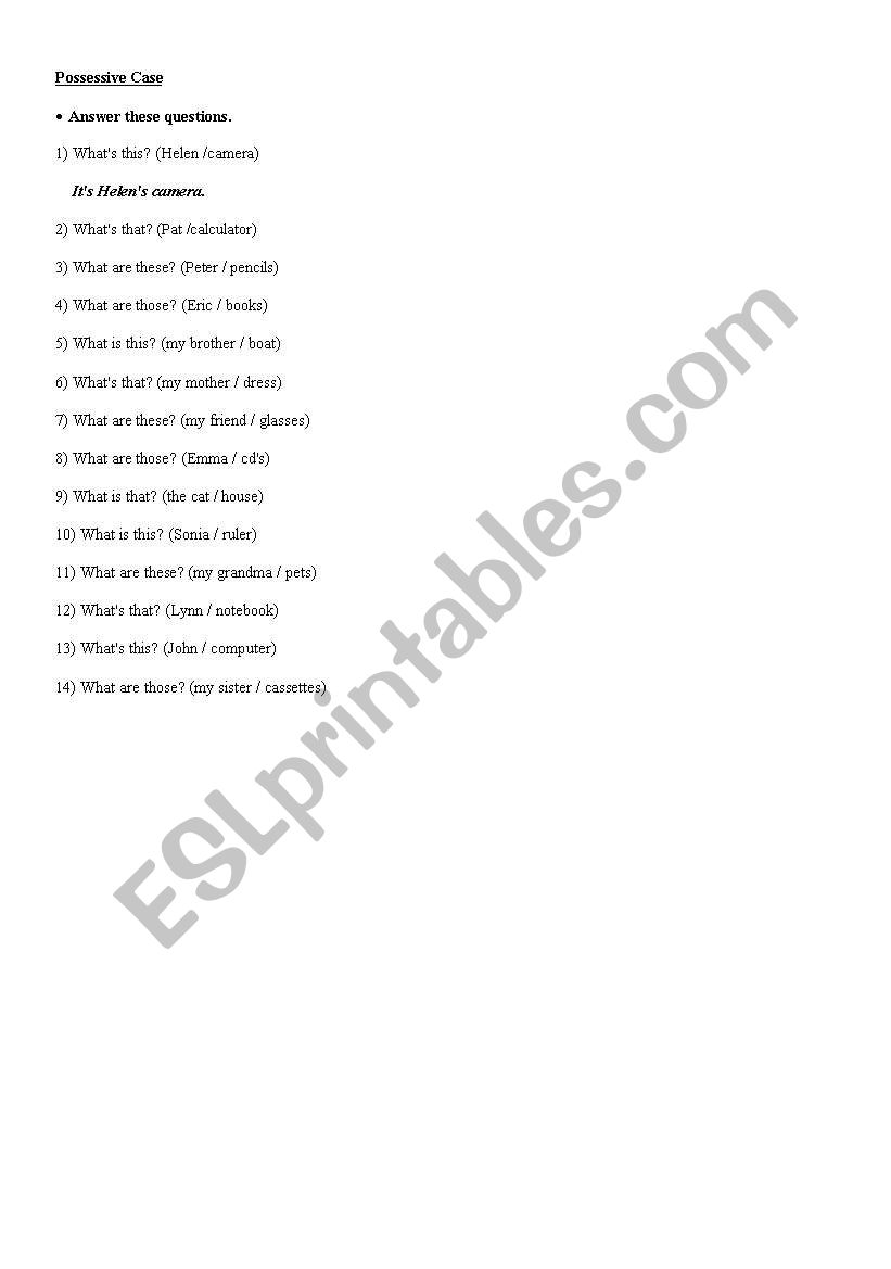Possessive Case  worksheet